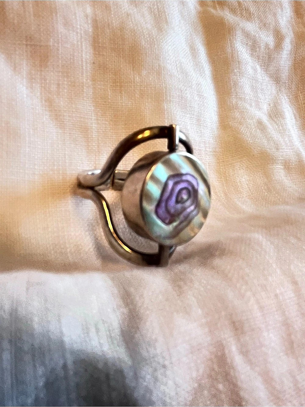 Abalone and Mother of Pearl reversible Sterling Silver Ring